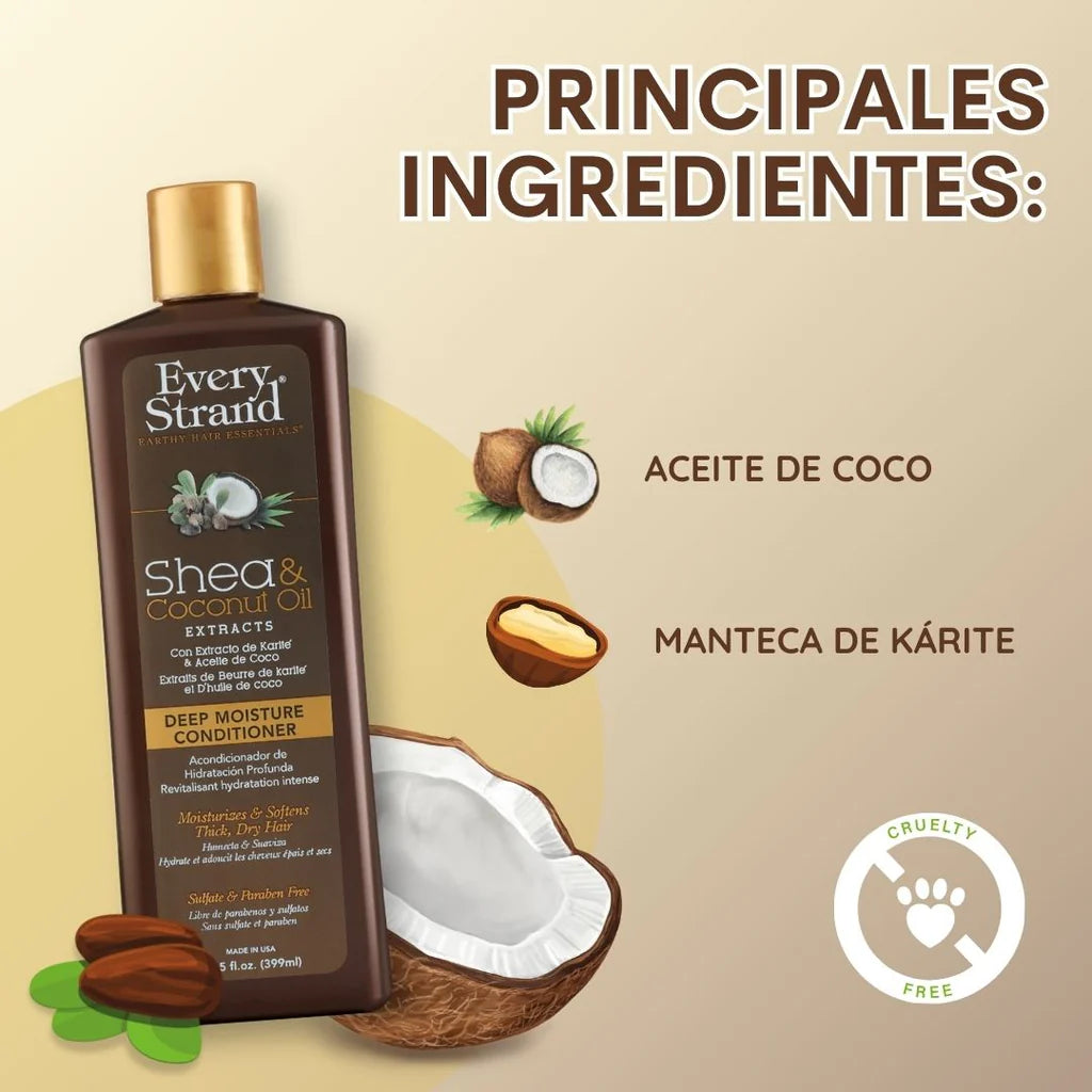 Acondicionador Every Strand Shea & Coconut Oil 399 ml – Hidratación Profunda Cabello Seco