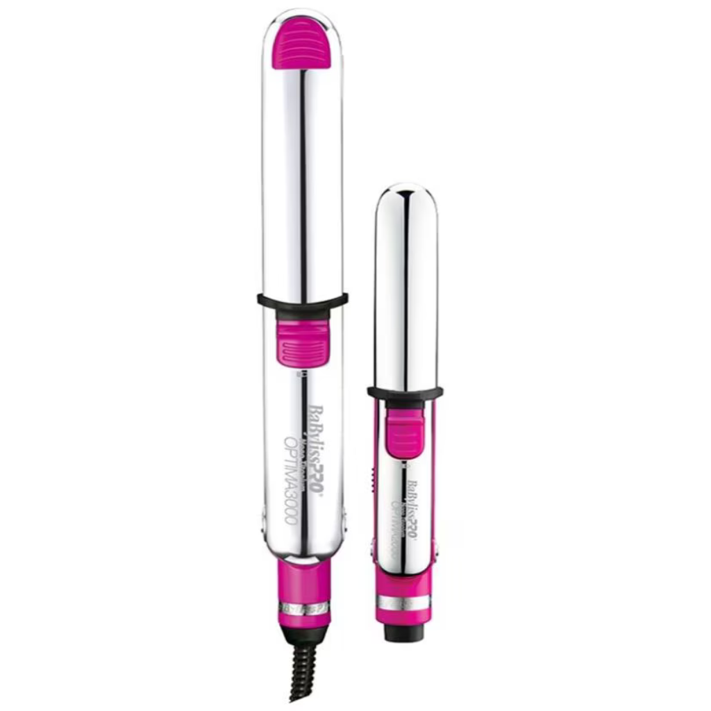 Set planchas para cabello BaByliss Optima 3000 y Mini 2000 color rosa con placas cerámicas profesionales
