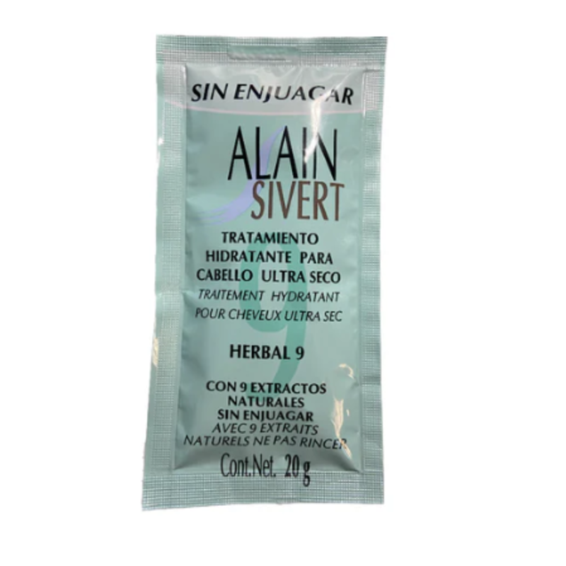 Sachet ALAIN SIVERT TRATAMIENTO PARA CABELLO ULTRA  SECO HERBAL 9  SOBRE DE 20 GR