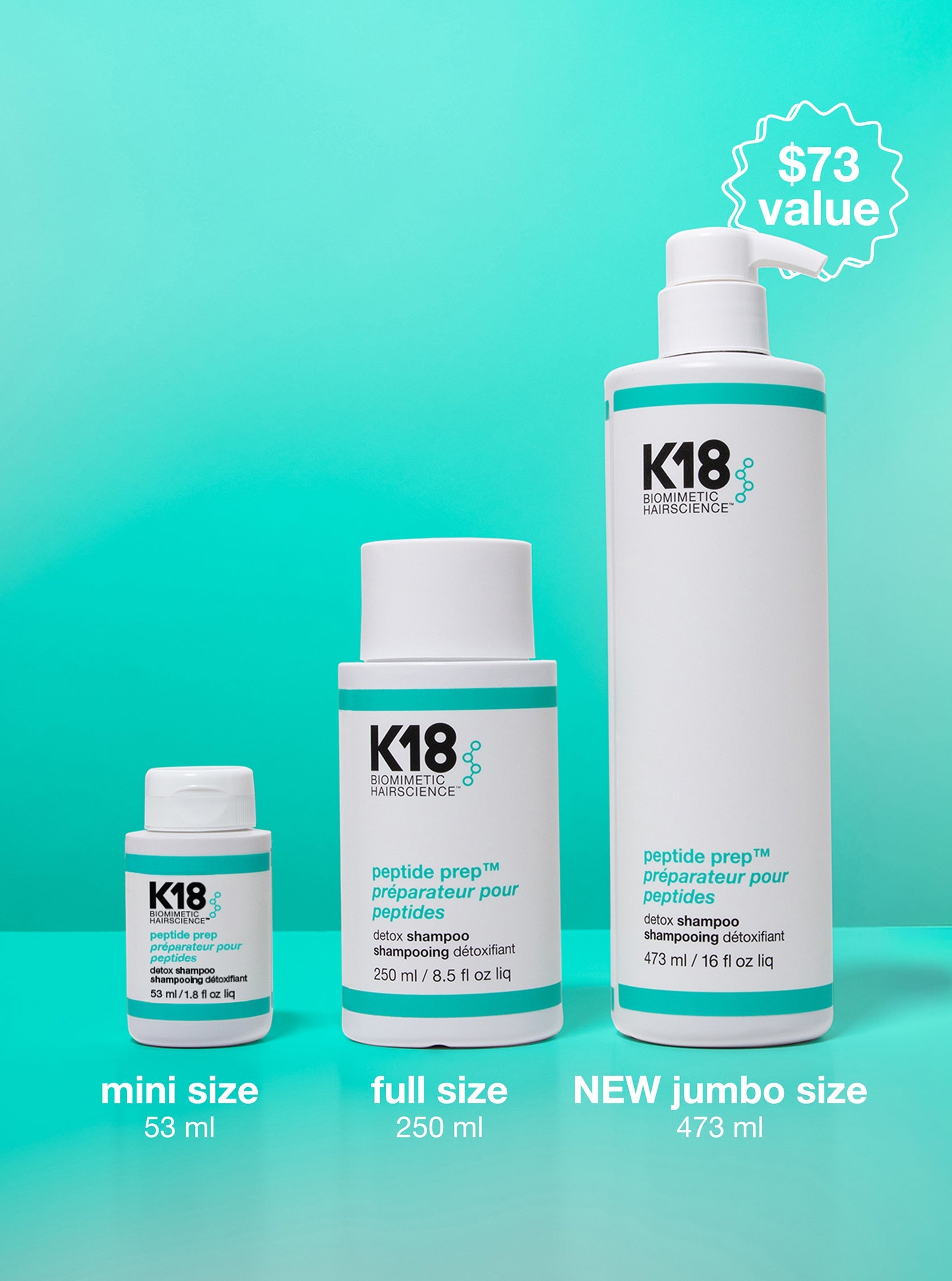 Shampoo K18 Peptide Prep Detox 473ml Limpieza Profunda Tamano Grande Profesional