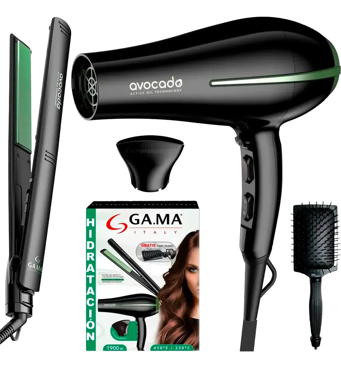 Kit Hidratación GAMA Secadora + Plancha Avocado Profesional Cabello