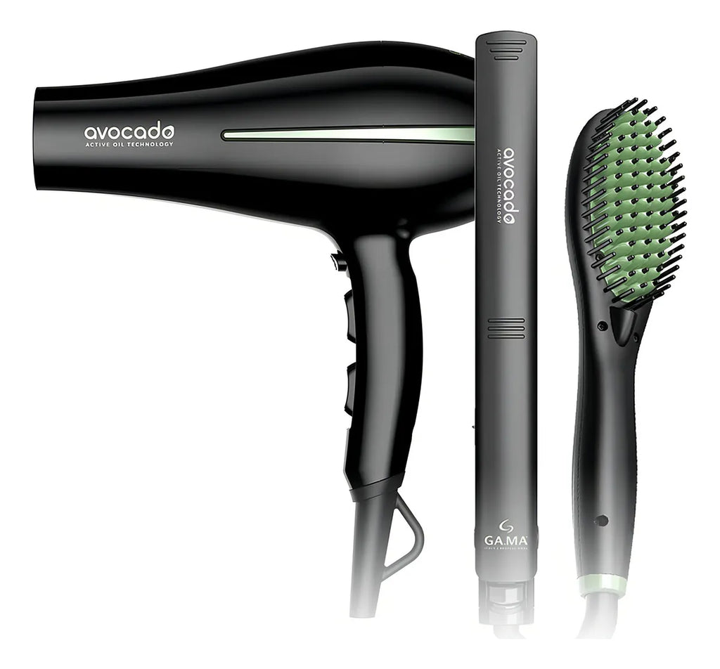 Combo GAMA Avocado Secadora Bora + Plancha Elegance + Cepillo Profesional
