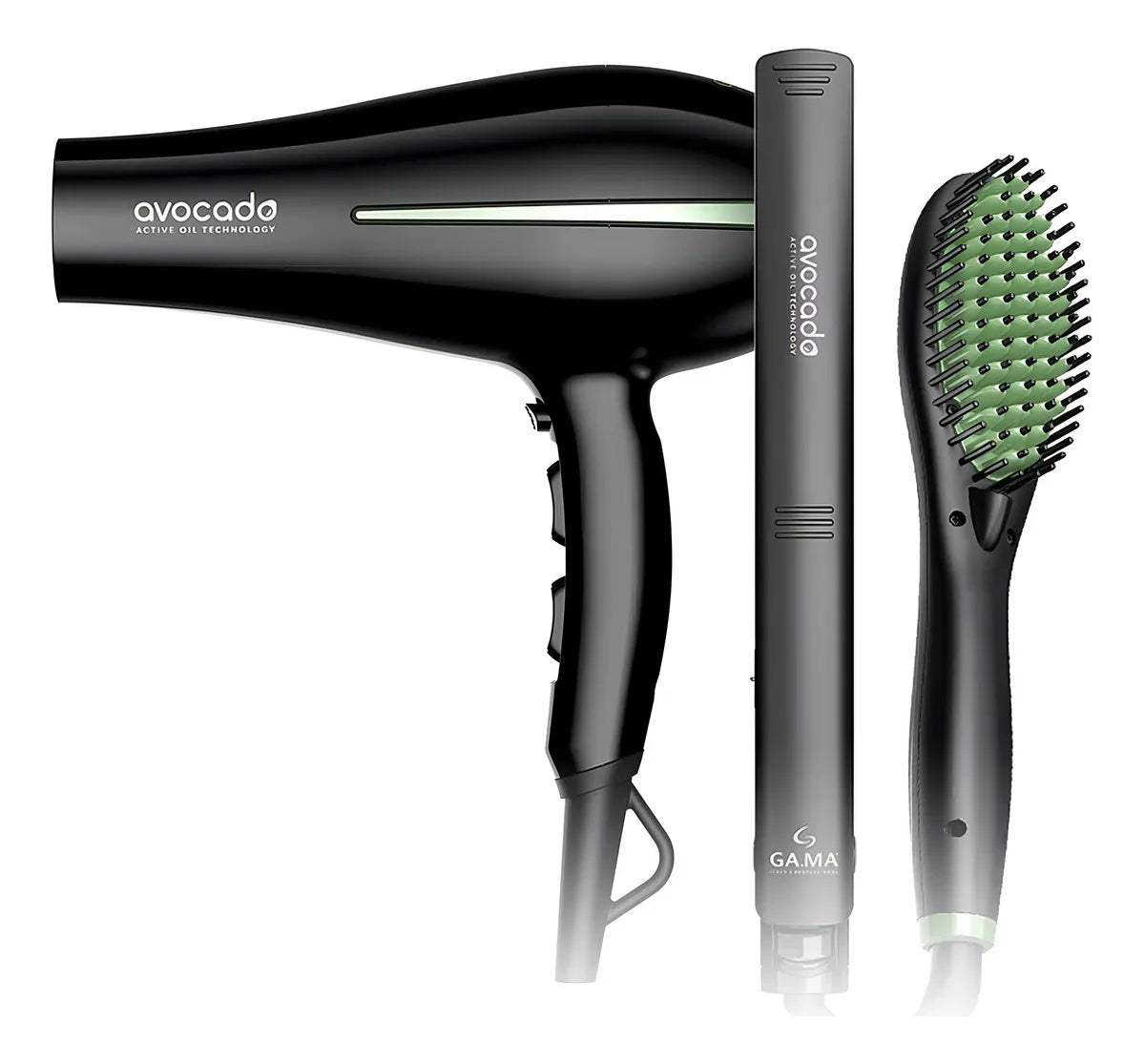 Combo GAMA Avocado Secadora Bora + Plancha Elegance + Cepillo Profesional