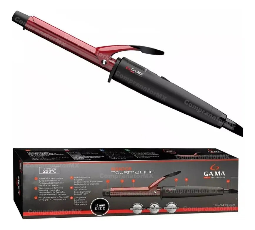 Tenaza Rizadora GAMA 19mm Profesional Ondas y Rizos Cabello