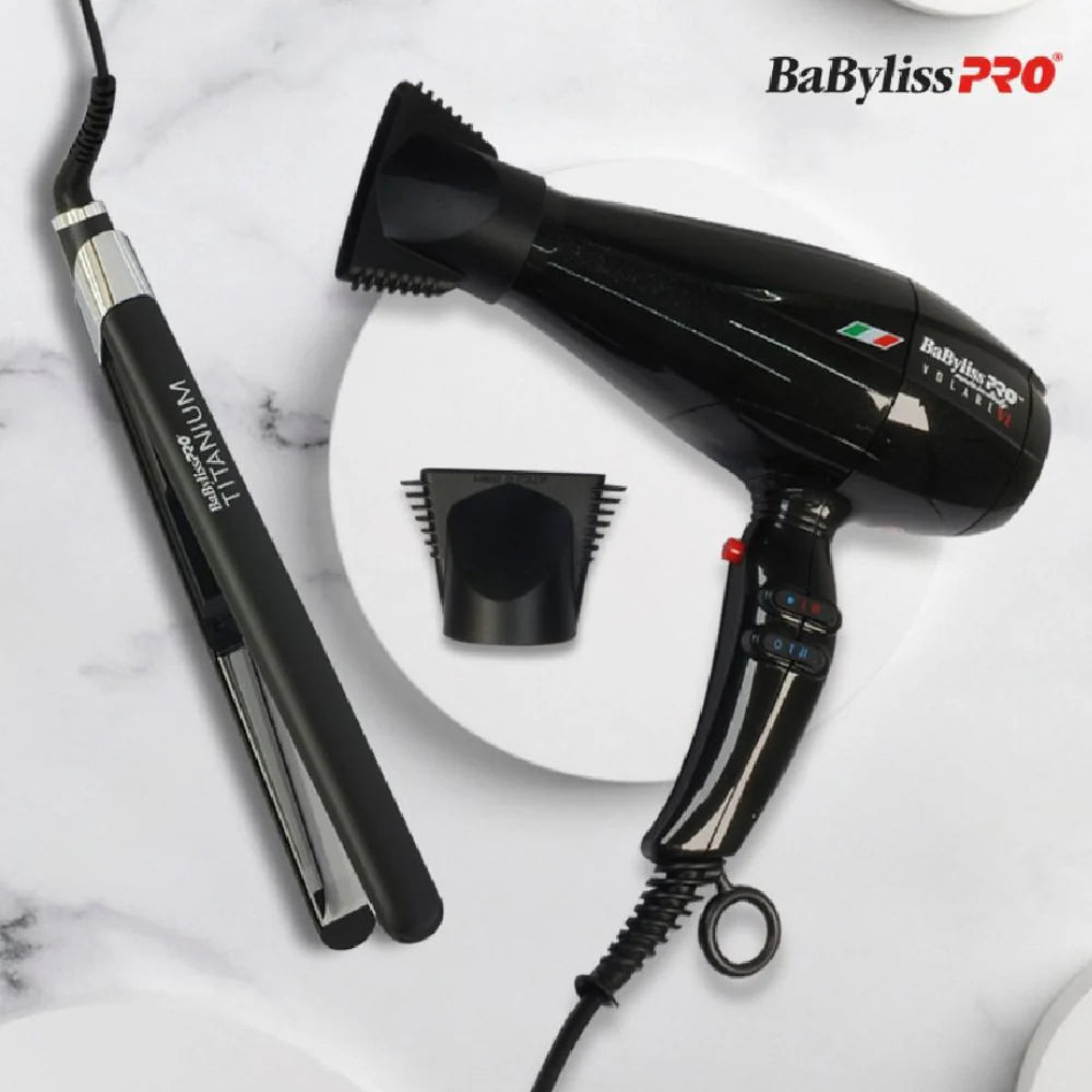 Combo Secadora + Plancha BaByliss Ferrari Volare V1 Black Profesional