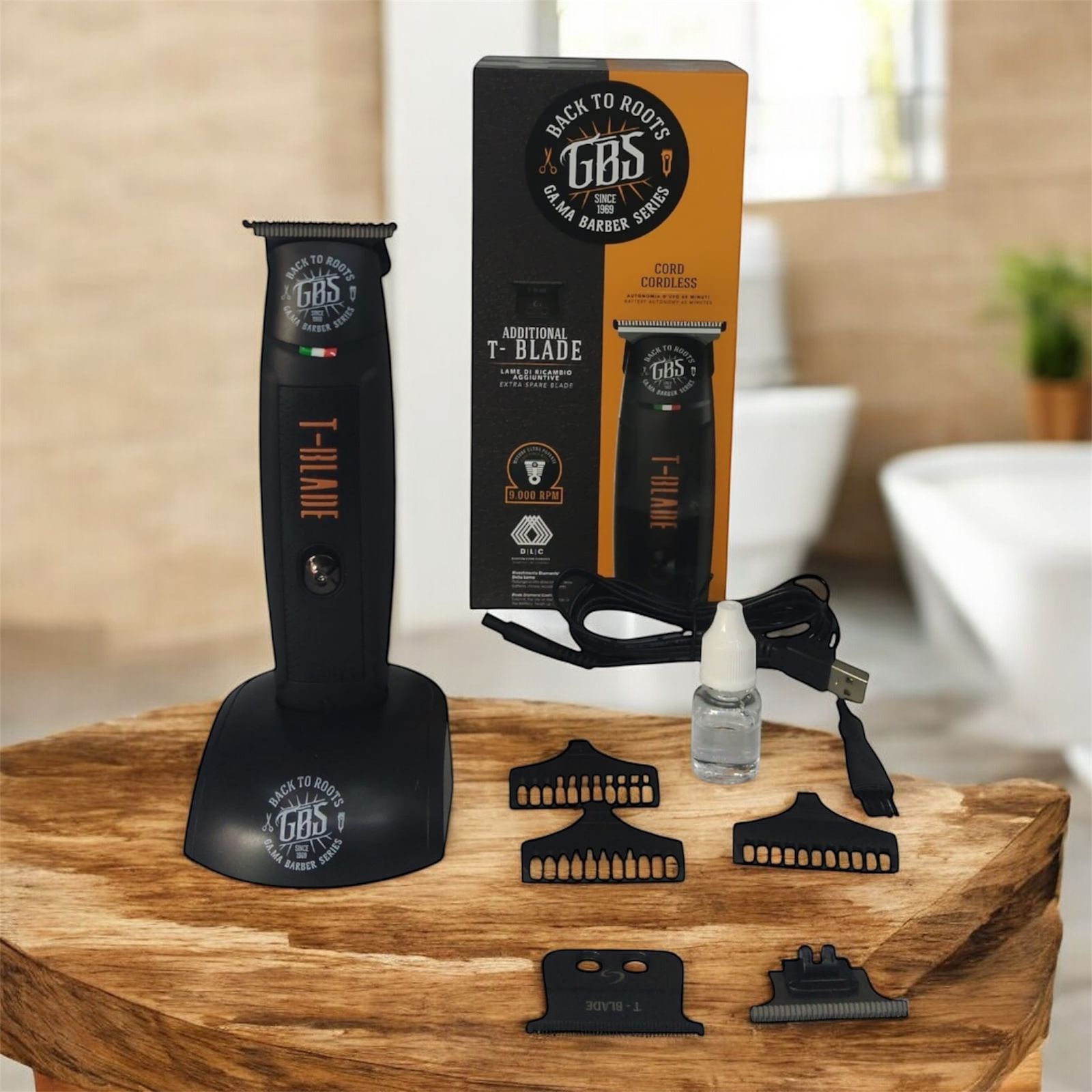 Trimmer Profesional GBS T-Blade GAMA Barber Series para barbería con tecnología de precisión