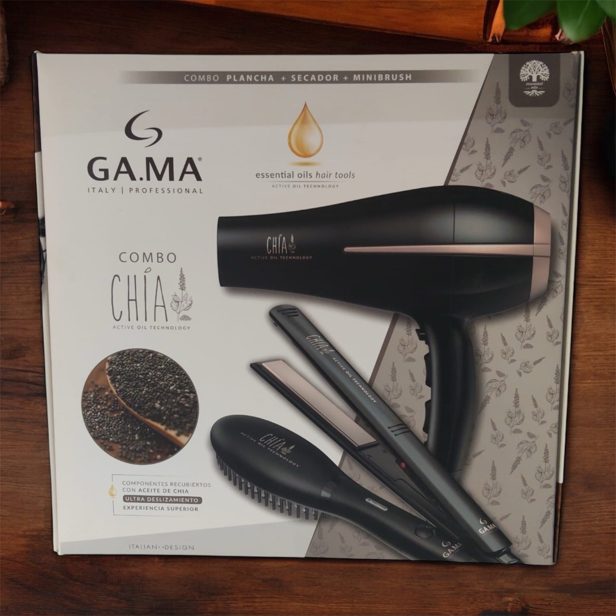 Combo Chía Bora Elegance con cepillo eléctrico GAMA para salón profesional