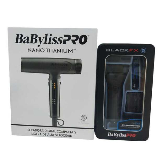 BaBylissPRO Combo Nano Titanium Secadora + Máquina BlackFX