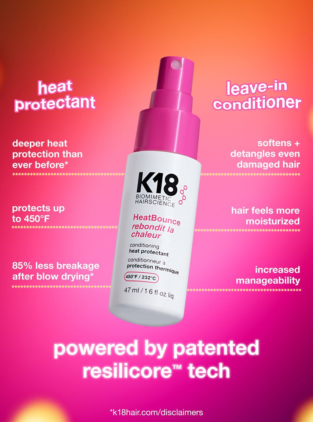 Protector Termico K18 Heat Bounce 47ml Tamano Viaje Travel Size Profesional