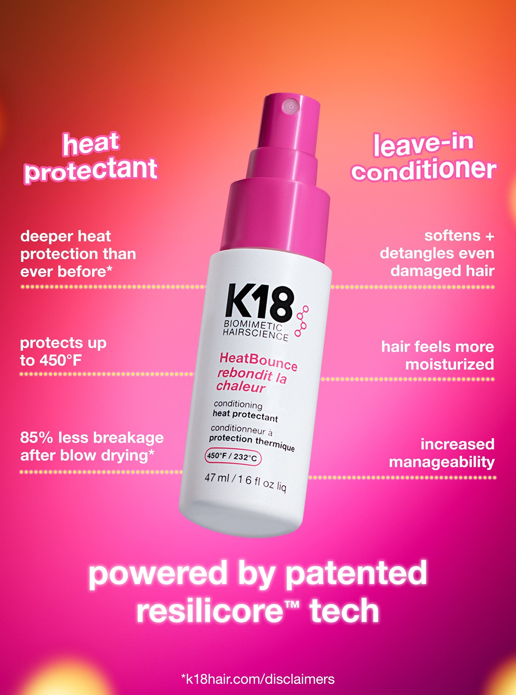 Protector Termico K18 Heat Bounce 47ml Tamano Viaje Travel Size Profesional