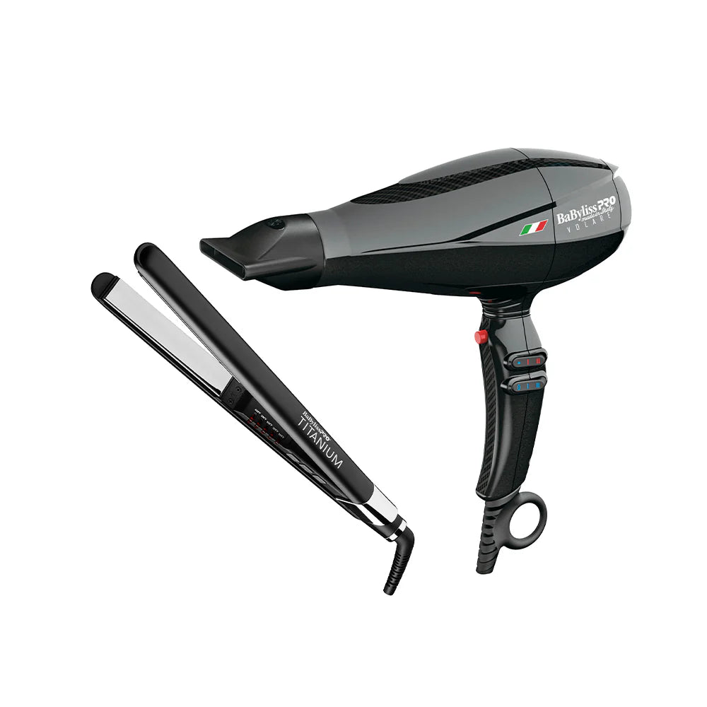 Combo Secadora + Plancha BaByliss Ferrari Volare V1 Black Profesional