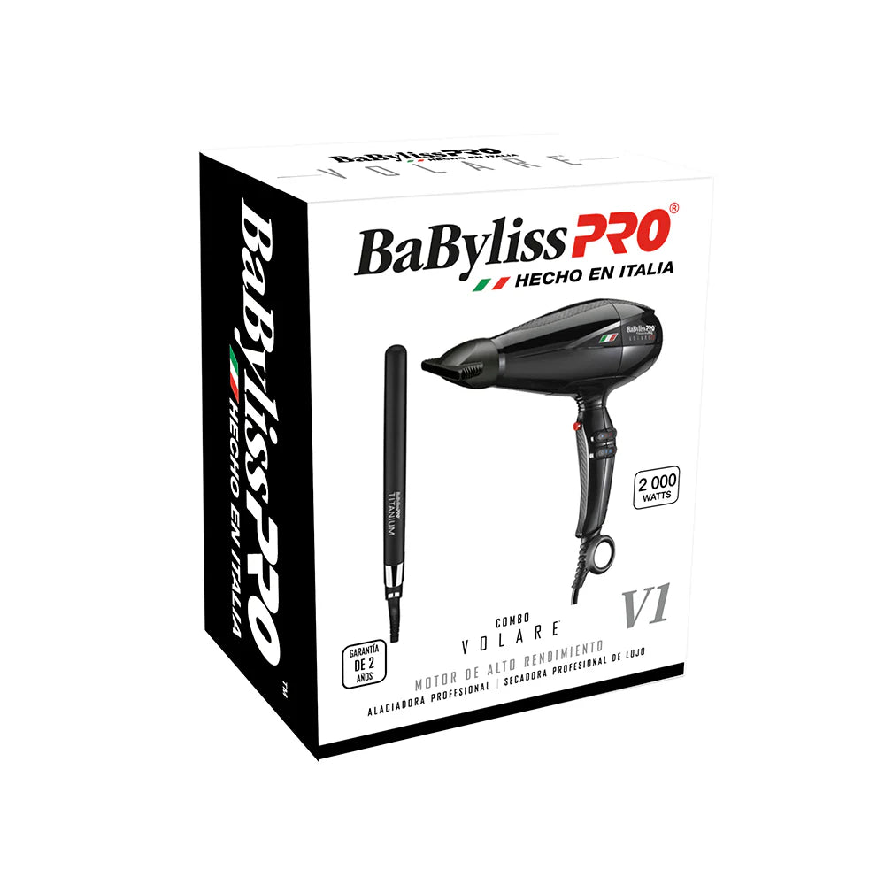 Combo Secadora + Plancha BaByliss Ferrari Volare V1 Black Profesional