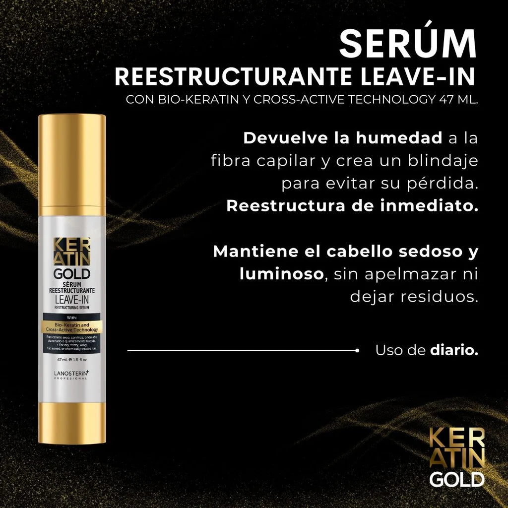 Sérum Keratin Gold Reestructurante 47 ml – Tratamiento Intensivo con Keratina