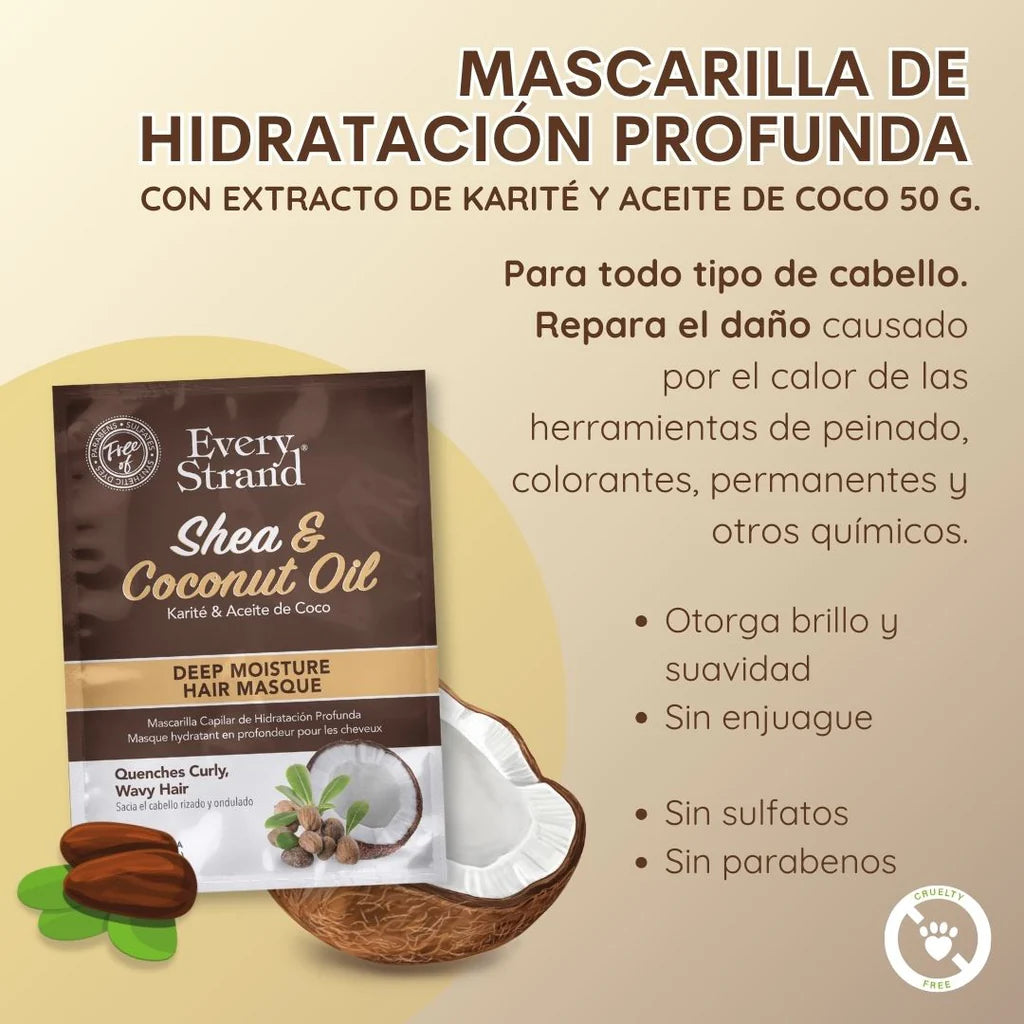 Mascarilla Every Strand Shea & Coconut Oil 50 g – Sobre Hidratación Profunda