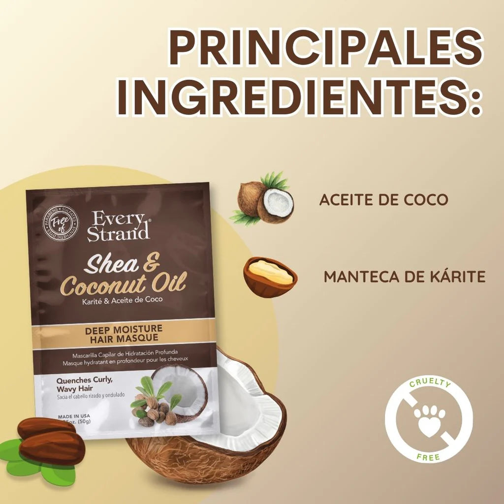 Mascarilla Every Strand Shea & Coconut Oil 50 g – Sobre Hidratación Profunda