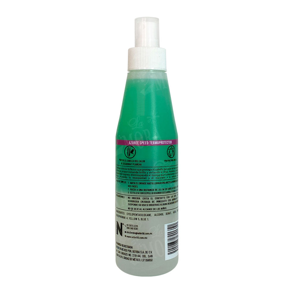 Azoree Speed 250ml Nefertiti acelerador de secado con protección térmica para salones profesionales