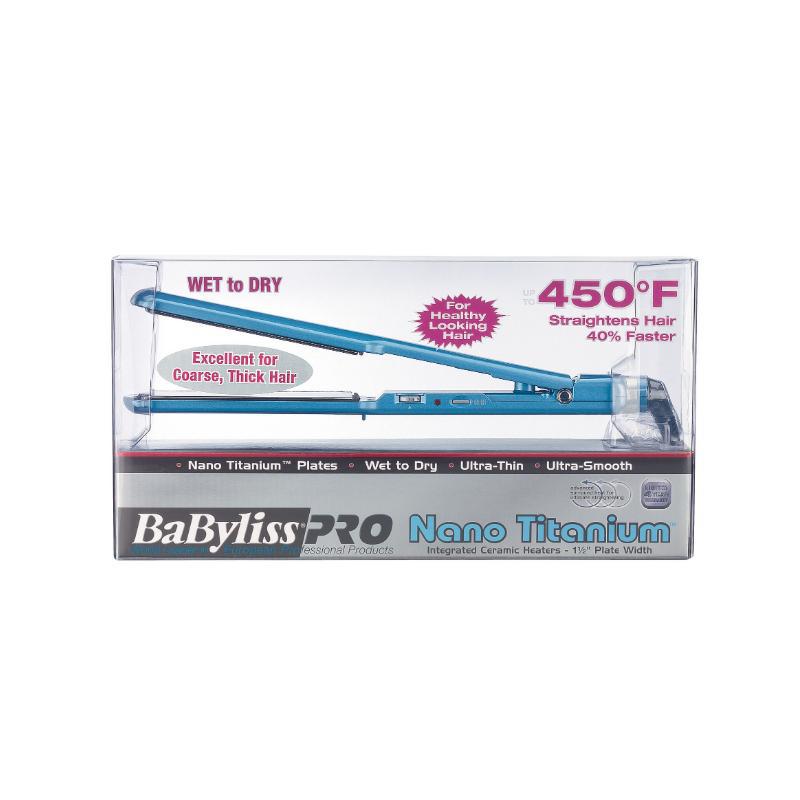 Plancha alaciadora BaByliss BNT5073TES Nano Titanium azul 1.5 pulgadas para cabello húmedo y seco