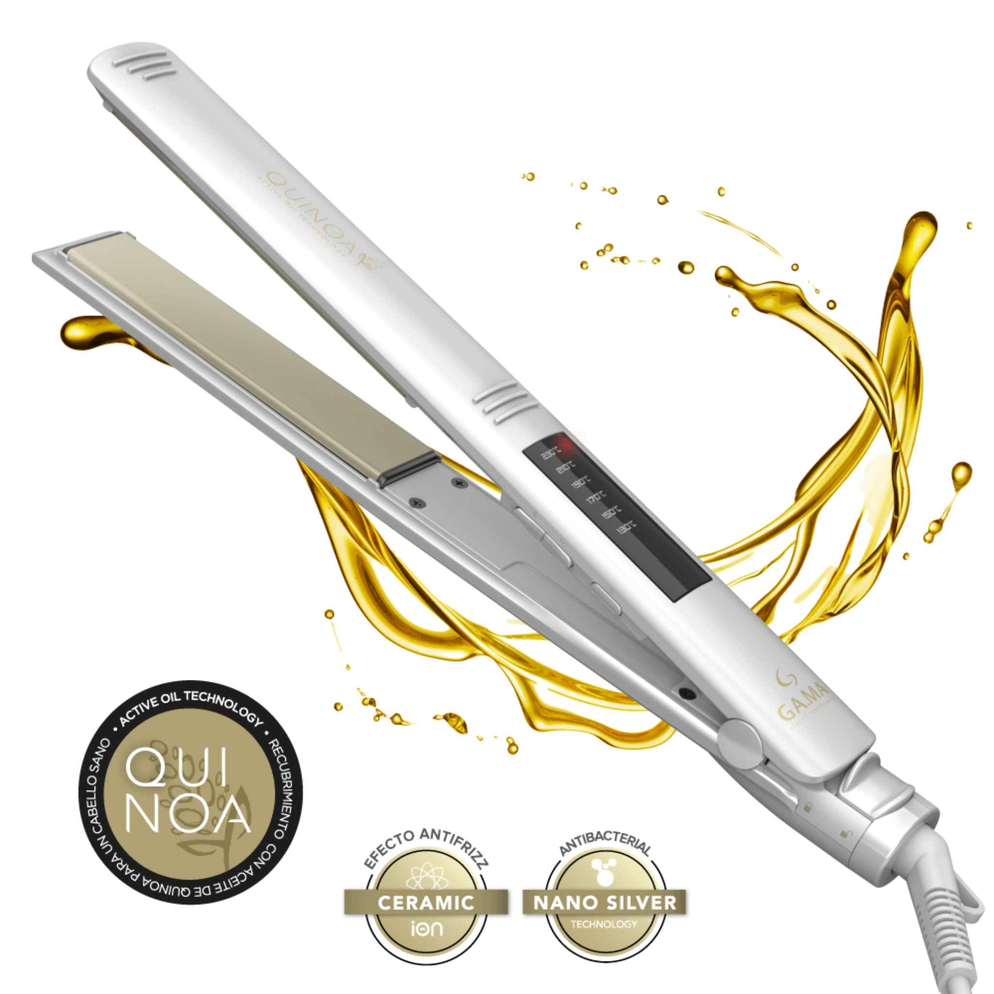 Plancha para cabello GAMA Elegance STD Quinoa con placas de cerámica y tecnología iónica