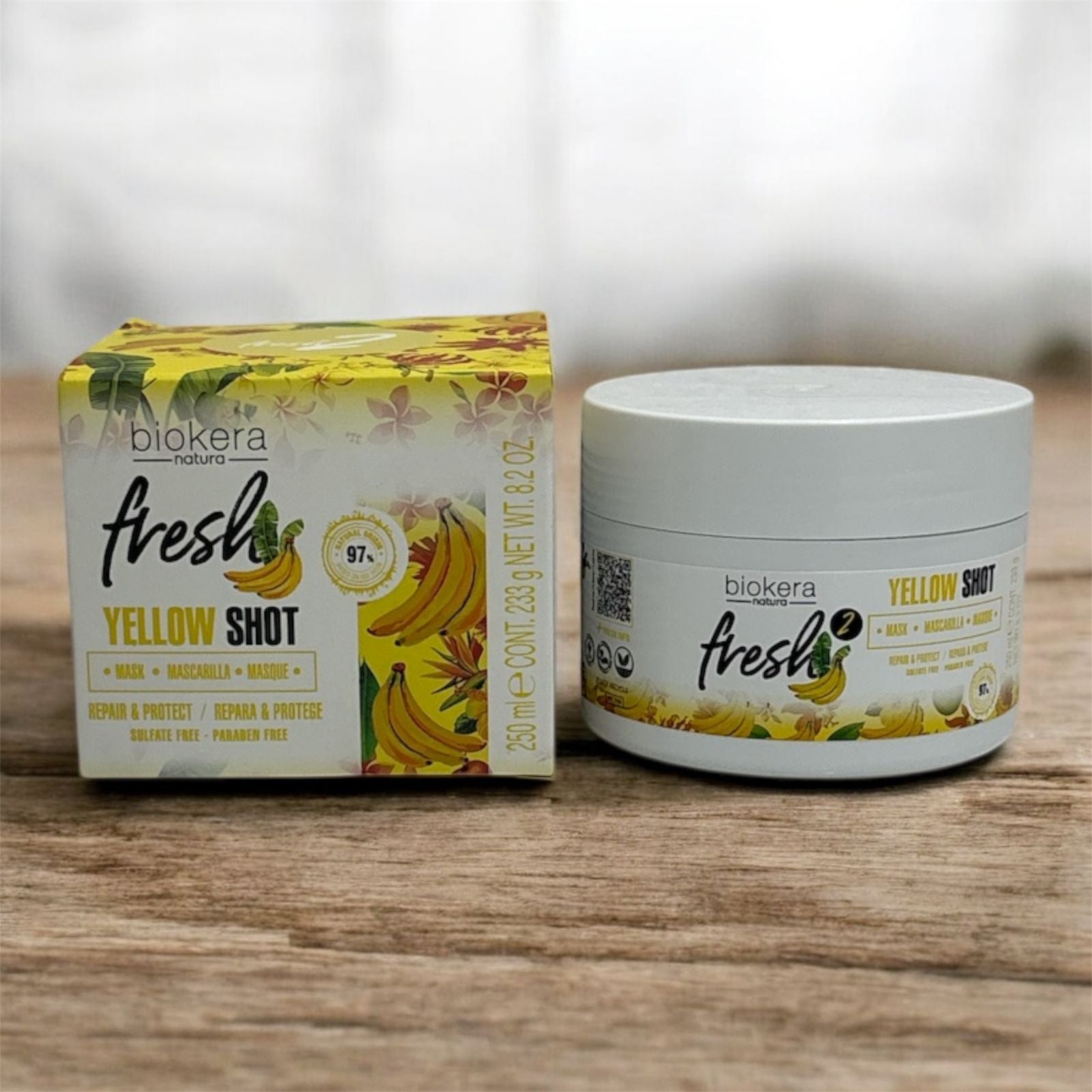 Mascarilla Reparadora Yellow Shot Biokera Fresh SALERM 250ml para cabello dañado