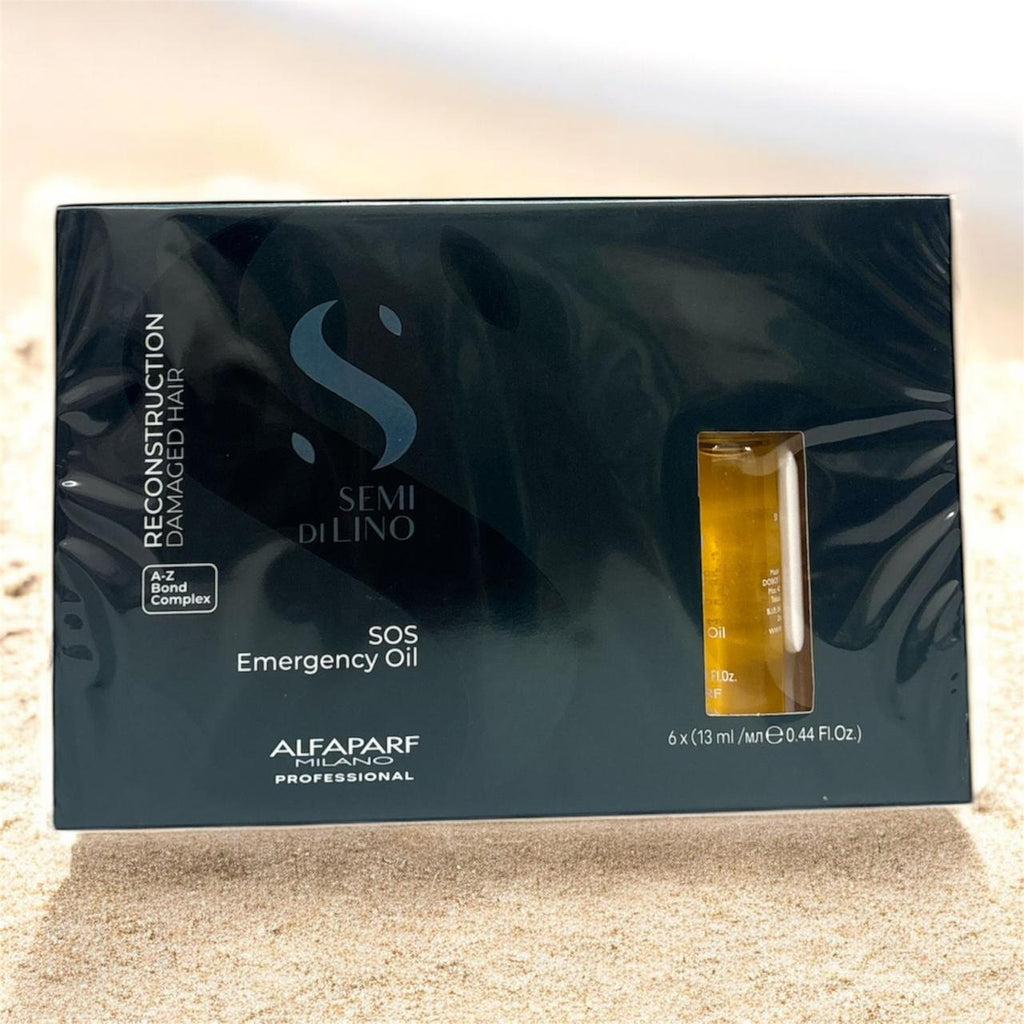 Aceite Reparador SOS Emergency Oil Semi Di Lino Alfaparf Milano 6 ampollas de 13ml para cabello dañado