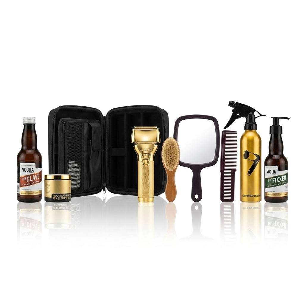 Kit Premium de Barbería BabylissPRO Gold – Trimmer Profesional y Accesorios de Estilizado
