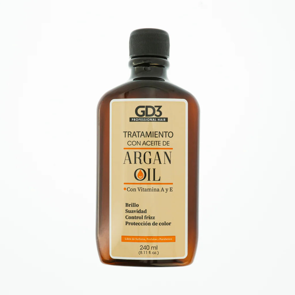 Tratamiento Capilar GD3 Argan Oil 240 ml – Tamaño Profesional Anti-Frizz