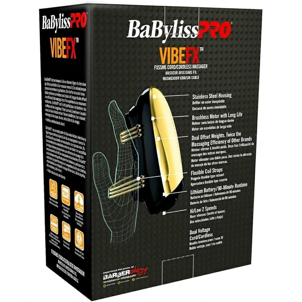 Masajeador Profesional BaByliss VibeFX Barber Cuero Cabelludo Inalámbrico