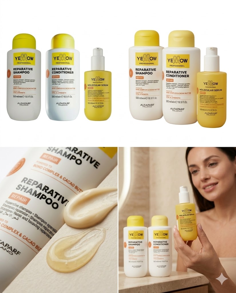 Kit Yellow Repair Esencial – Shampoo 500ml + Acondicionador 500ml + Sérum 150ml