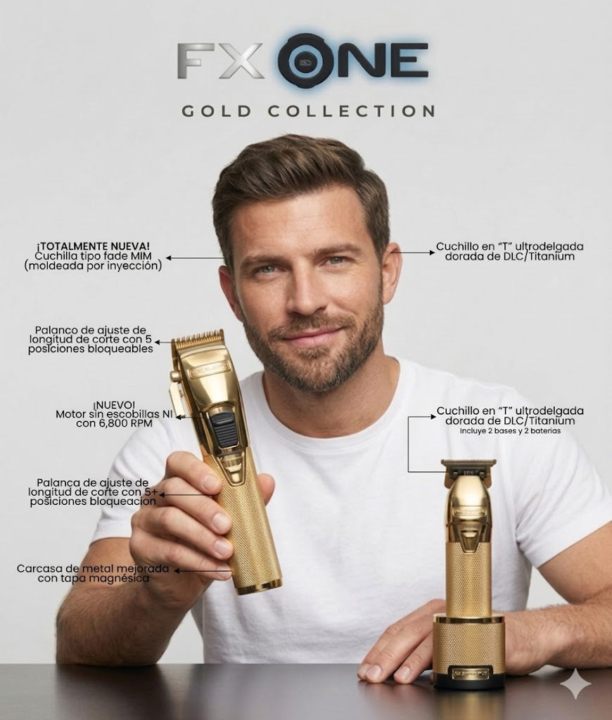 Set BaBylissPRO GoldFX FXone Barberology Edición Premium Clipper + Trimmer