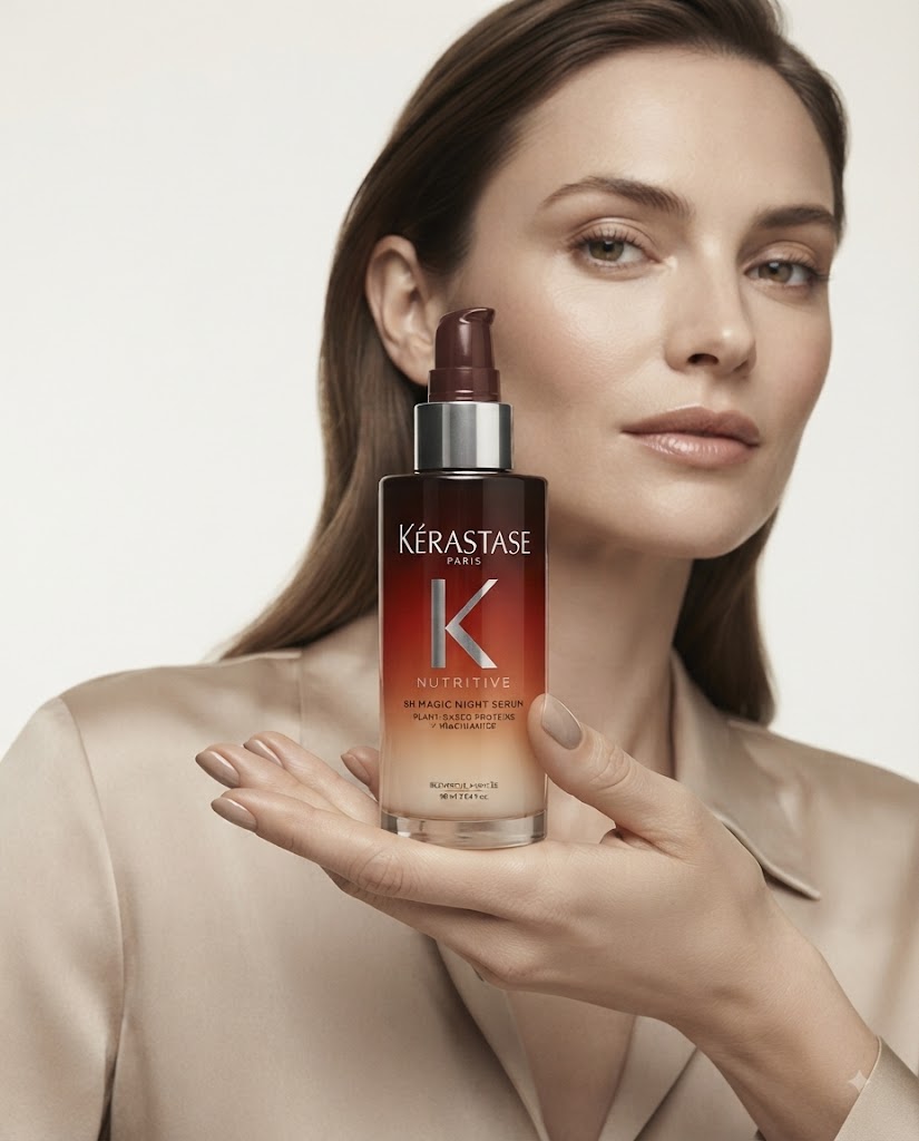 KÉRASTASE NUTRITIVE 8H MAGIC NIGHT SERUM 90ML Nutre tu cabello mientras duermes y despierta con una melena suave, brillante y renovada.