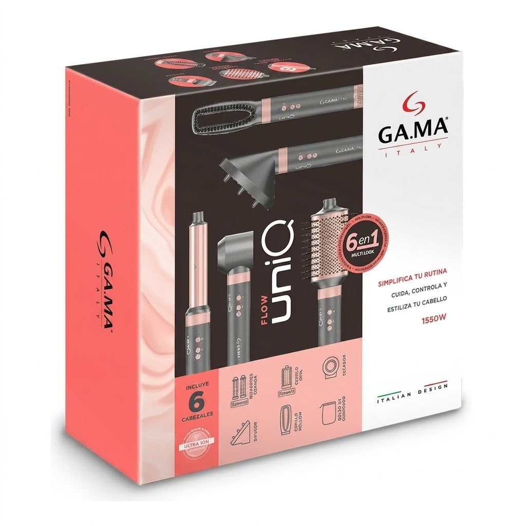 GAMA Italy Uniq Flow 6 en 1 1550W – Cepillo de Aire Multifuncional