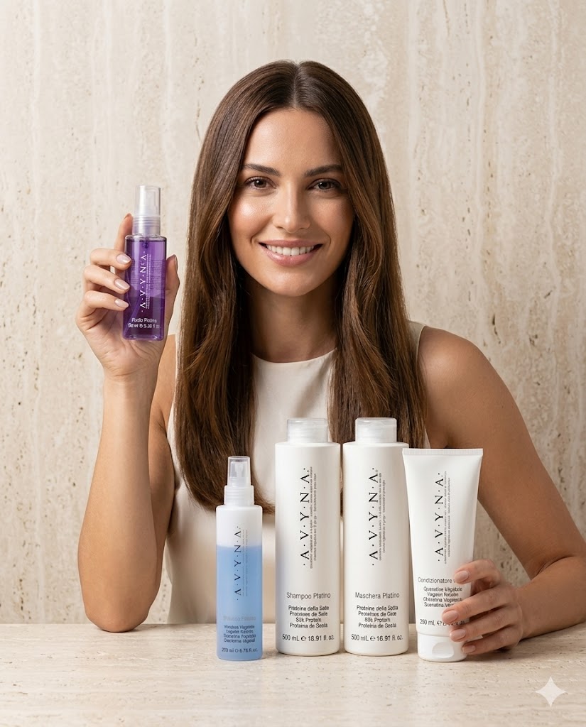 AVYNA PLATINO SHAMPOO 500 ML + MASCARILLA 500 ML + ACONDICIONADOR 250 ML + BIFÁSICO PLATINO 200 ML + FLUIDO PLATINO 100 ML