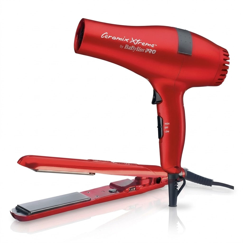 Combo BaByliss Plancha Titanium Roja + Secadora Cerámix Estilísimo