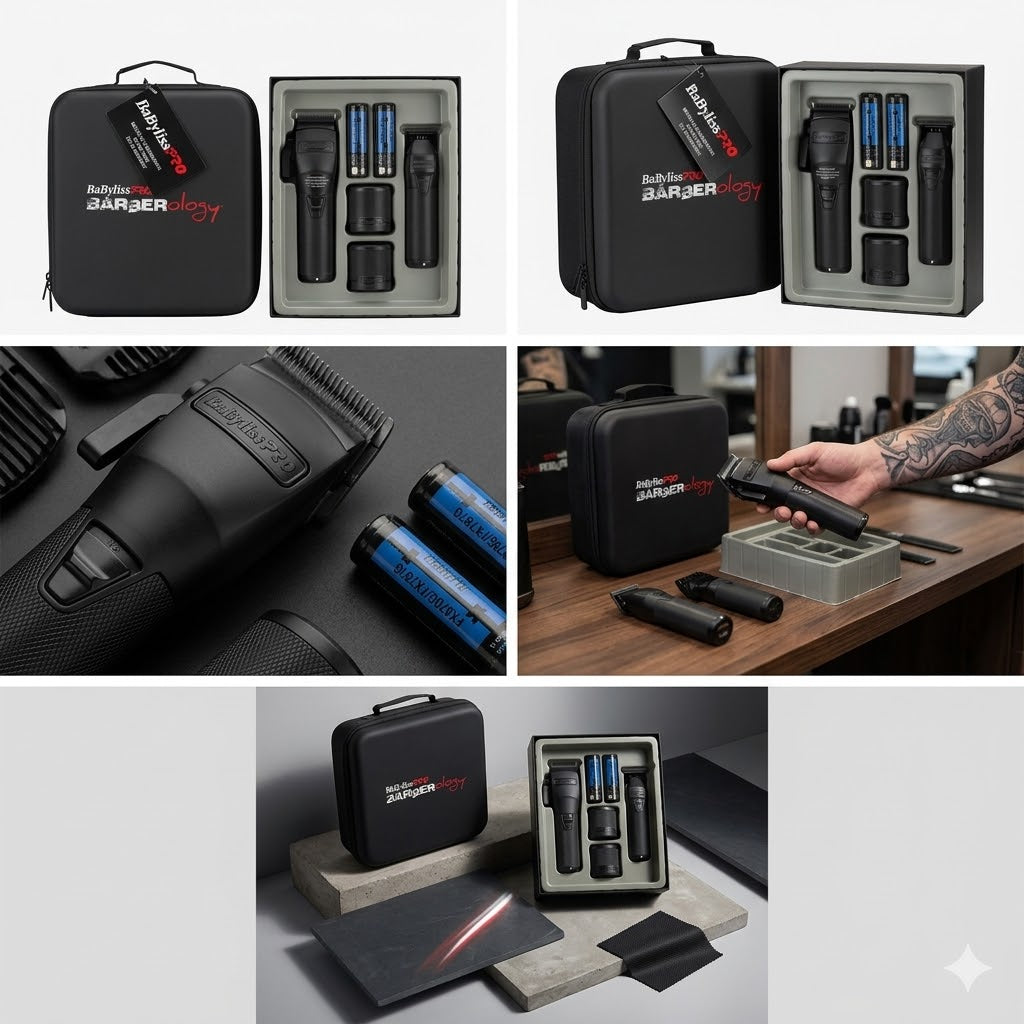 Set BaBylissPRO BlackFX FXone Barberology Edición Premium Clipper + Trimmer+ Estuche Barberology de Regalo