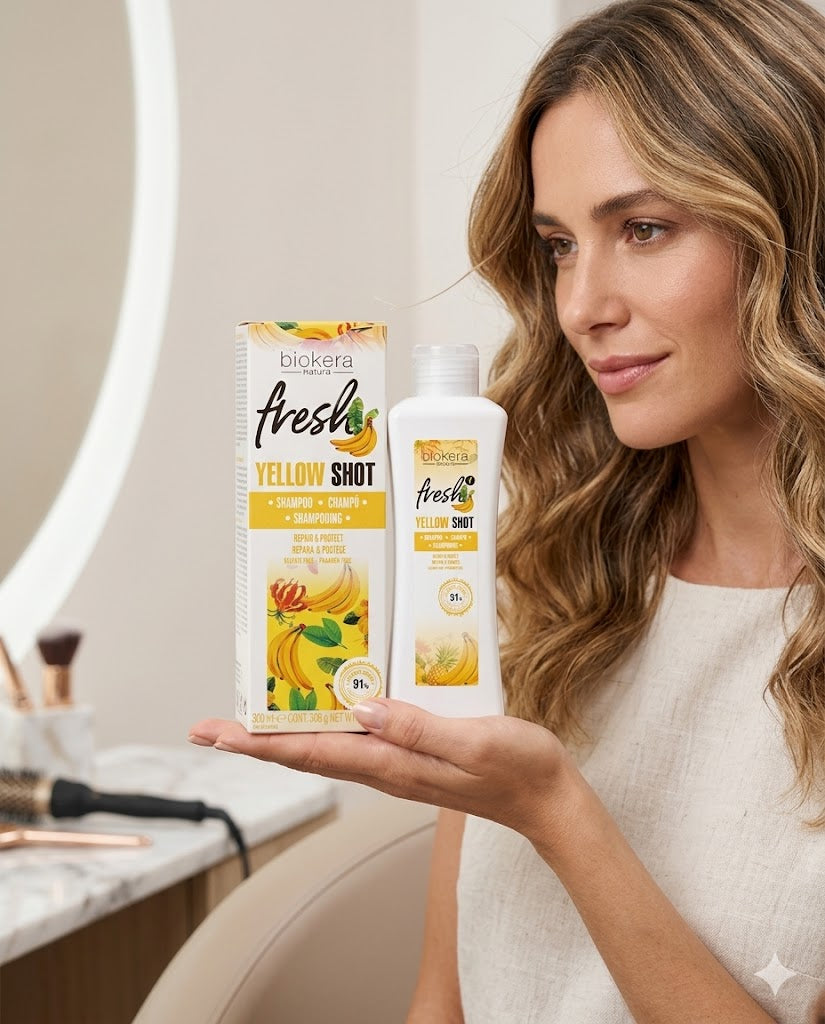 Shampoo Reparador Yellow Shot Biokera Fresh 300 ml