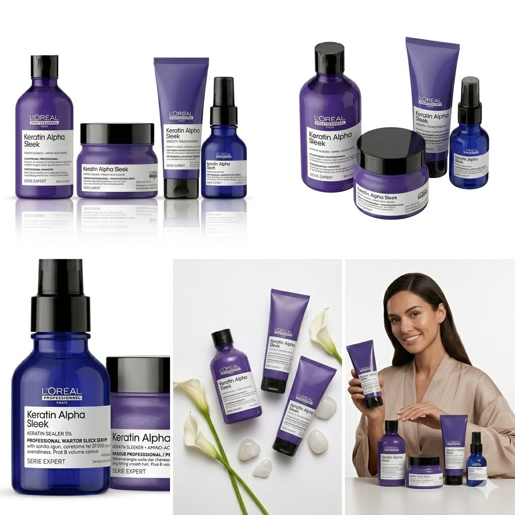 L'Oréal Professionnel Keratin Alpha Sleek Complete Routine – Control de Frizz y Alisado Duradero