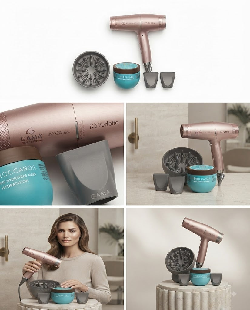 GA.MA IQ PERFETTO ROSE GOLD + MASCARILLA MOROCCANOIL GRATIS Secado profesional ultraligero con hidratación intensiva de regalo.