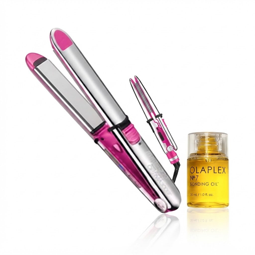 PLANCHA ALACIADORA + OLAPLEX Nº.7 30ML GRATIS Styling profesional con brillo y protección para tu cabello.
