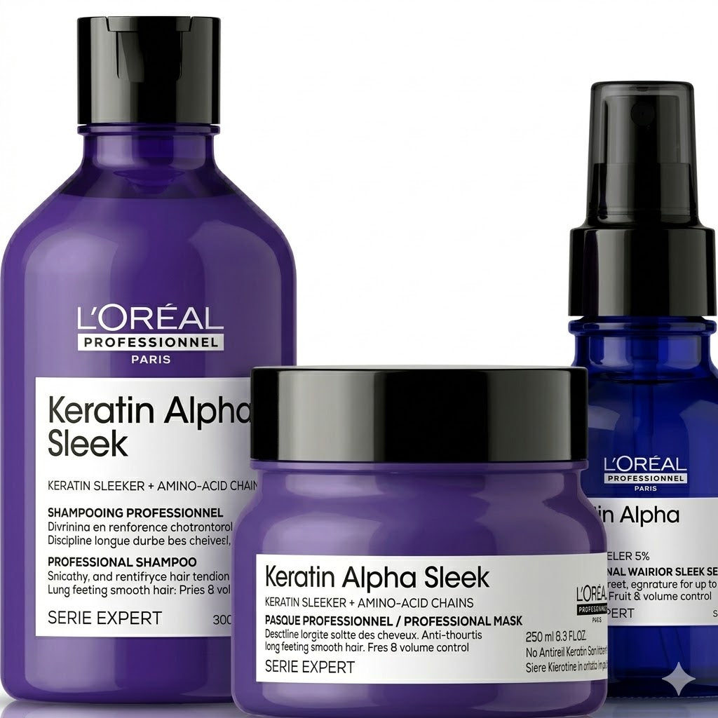 L'Oréal Professionnel Keratin Alpha Sleek Routine – Control de Frizz y Suavidad Prolongada