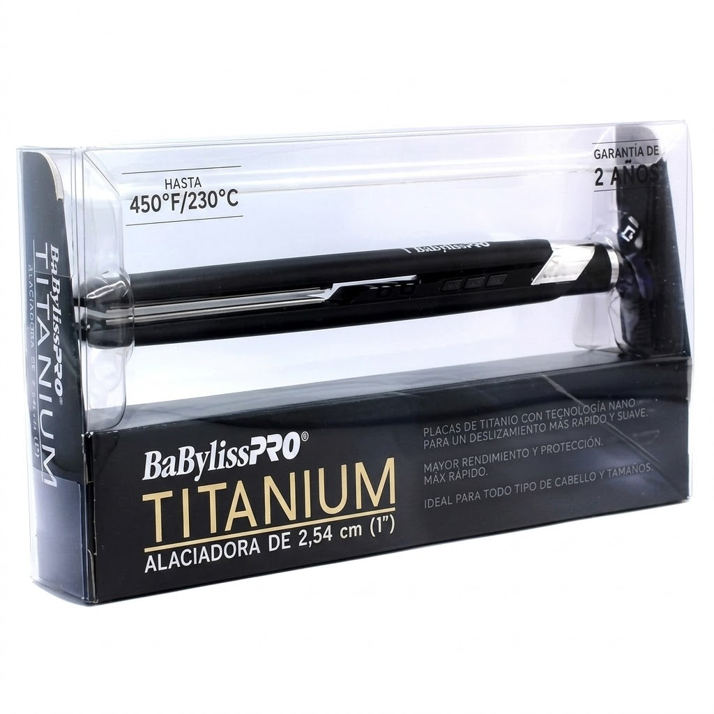Plancha Alaciadora BaByliss Nano Titanium 1" BT 130TES Negra Profesional Cabello