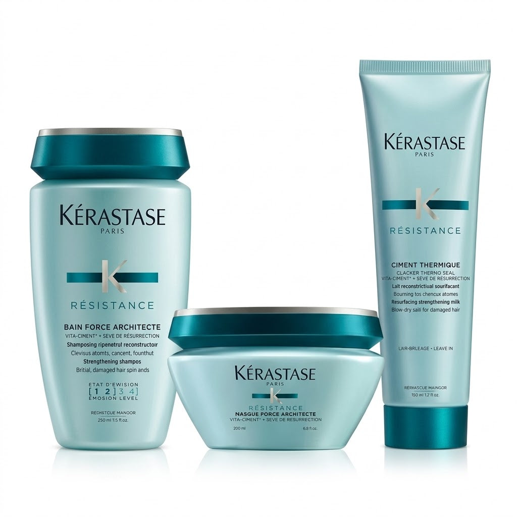 KÉRASTASE RÉSISTANCE BAIN FORCE ARCHITECTE 250 ML + MASQUE FORCE ARCHITECTE 200 ML + CIMENT THERMIQUE 150 ML