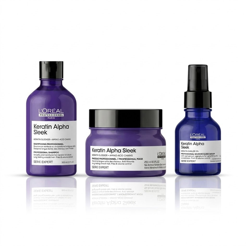 L'Oréal Professionnel Keratin Alpha Sleek Routine – Control de Frizz y Suavidad Prolongada
