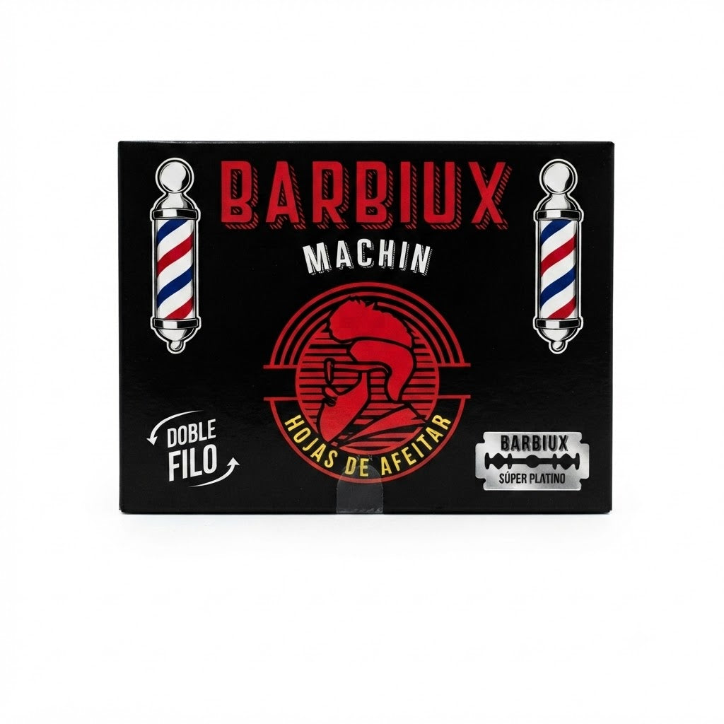 Navajas Barbiux Doble Filo Súper Platino para Barbería 20 Paquetes con 10 Piezas (200 Navajas)