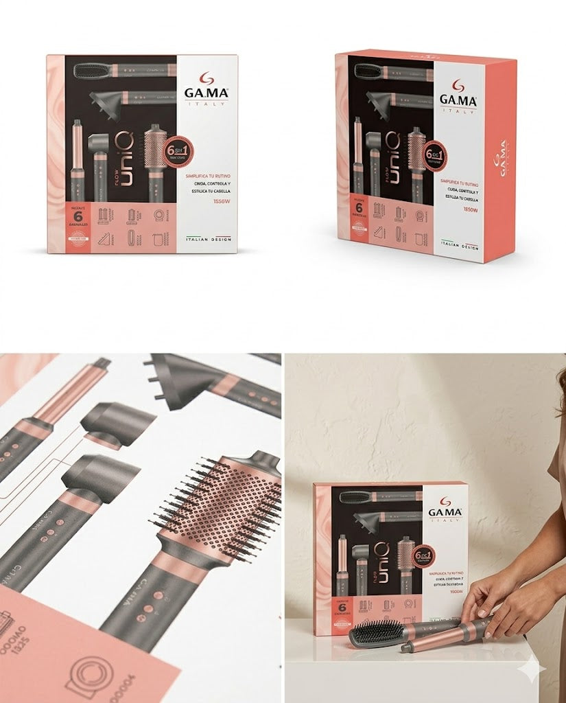 GAMA Italy Uniq Flow 6 en 1 1550W – Cepillo de Aire Multifuncional