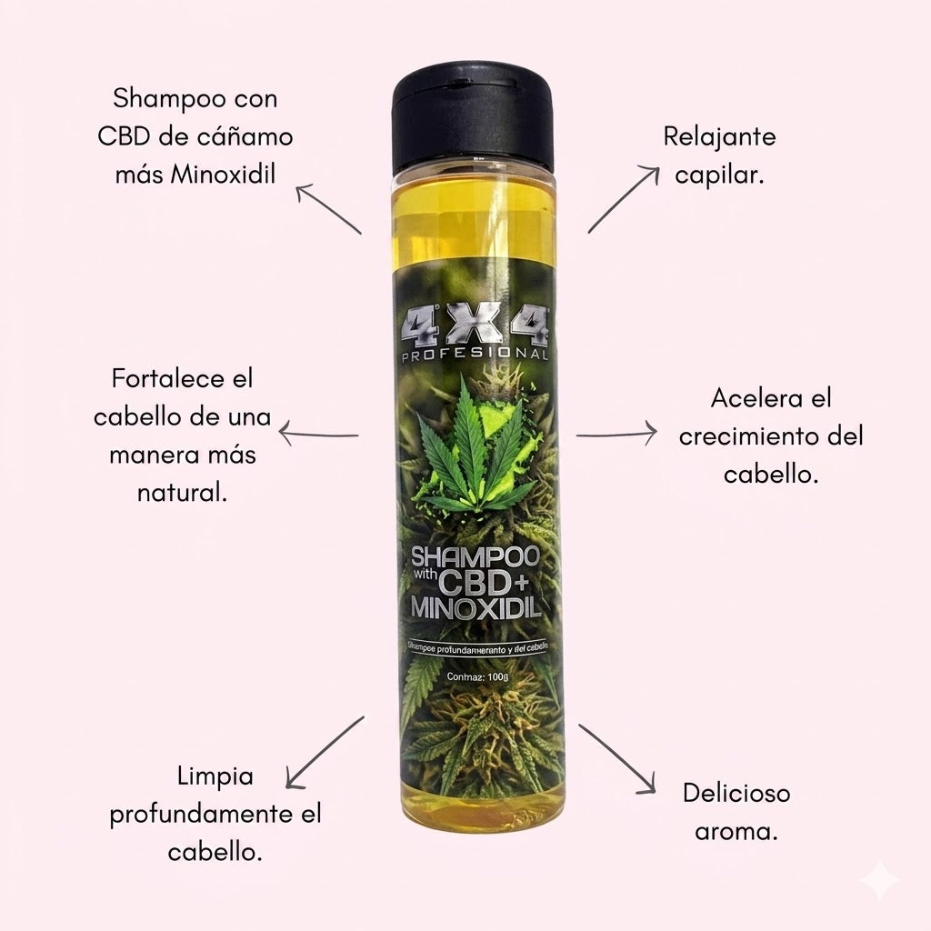SHAMPOO 4X4 CBD Y MINOXIDIL 500ml