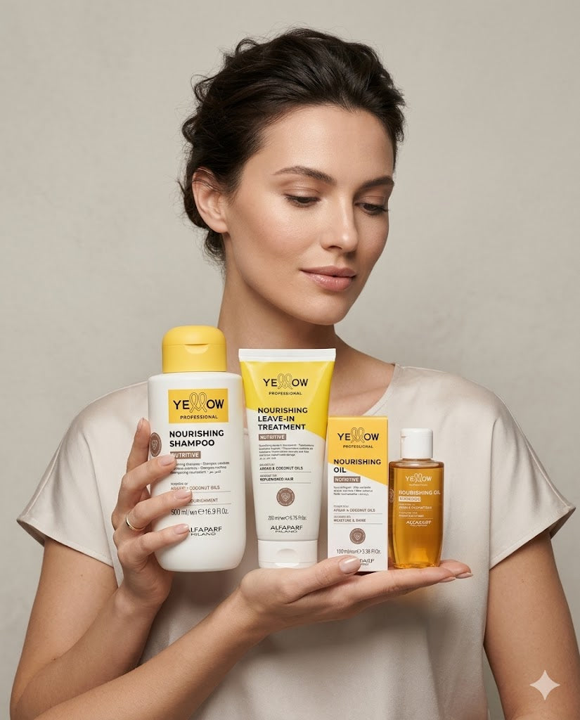 Kit Yellow Nutritive Esencial – Shampoo 500ml + Leave-in 200ml + Aceite 120ml