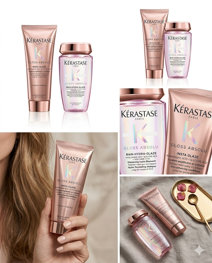 Dúo Kérastase Gloss Absolu – Bain Hydra-Glaze 250ml + Insta Glaze 250ml
