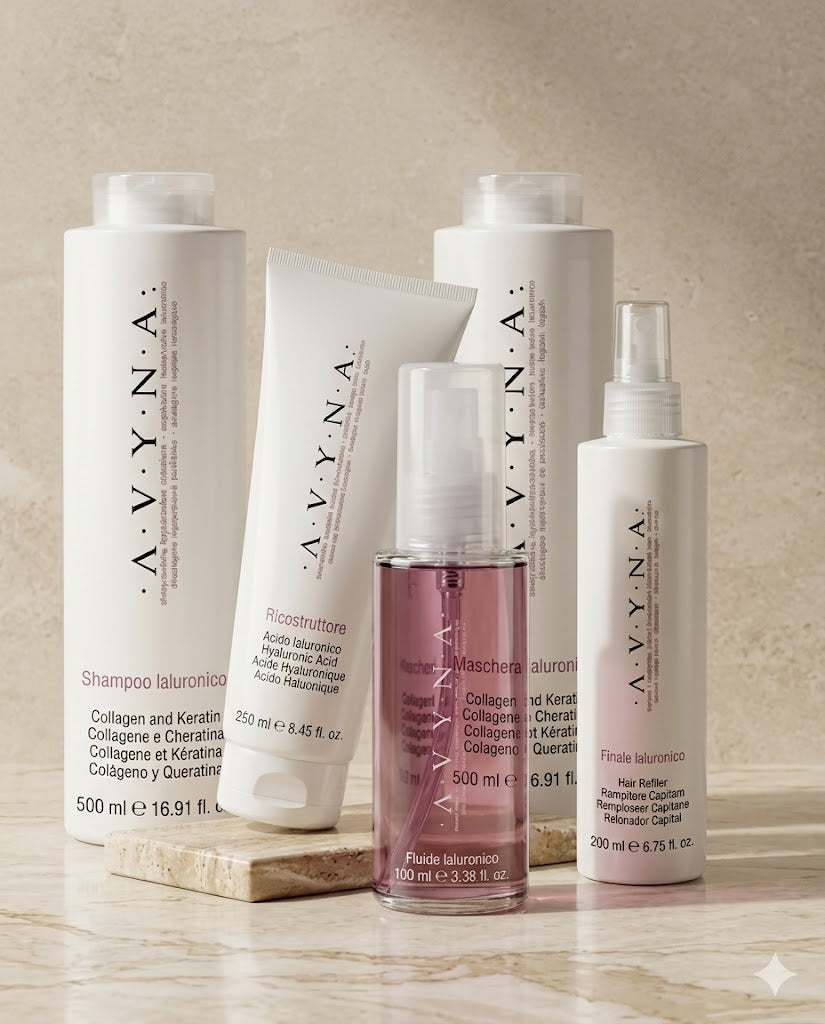AVYNA RITUAL HIALURÓNICO SHAMPOO 500 ML + MASCARILLA 500 ML + RECONSTRUCTOR 250 ML + FLUIDO IALURÓNICO 100 ML + FINALE HIALURÓNICO 200 ML