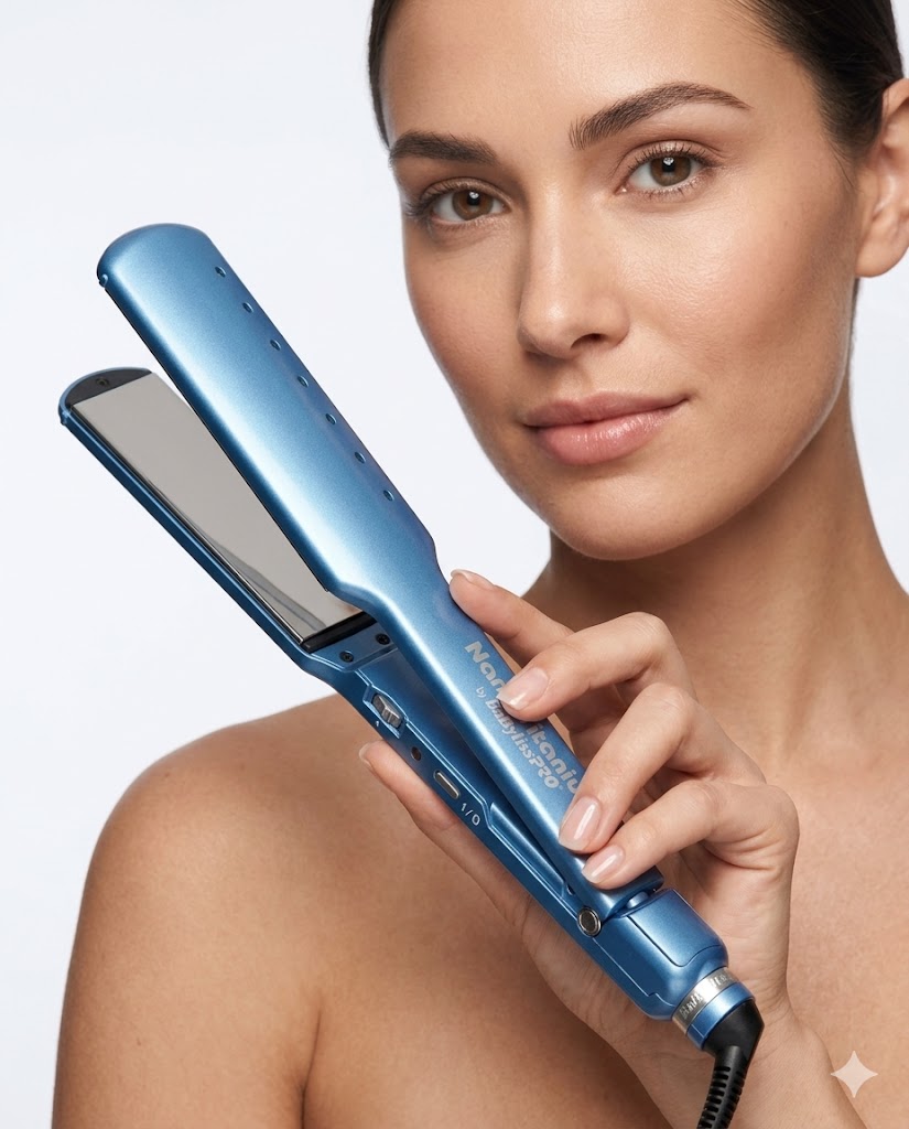 Plancha Alaciadora BaByliss Nano Titanium 1½" BNT5073 Cabello Húmedo y Seco Azul