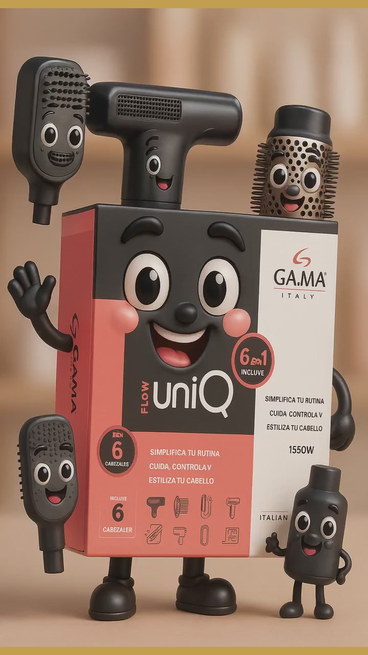 Video gama-italy-uniq-flow-6-en-1-1550w-cepillo-de-aire-multifuncional